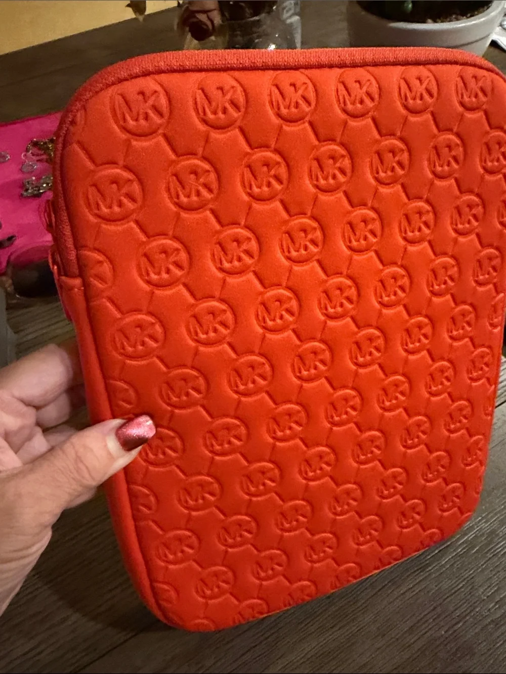 Michael Kors Embossed MK Orange Tablet Sleeve